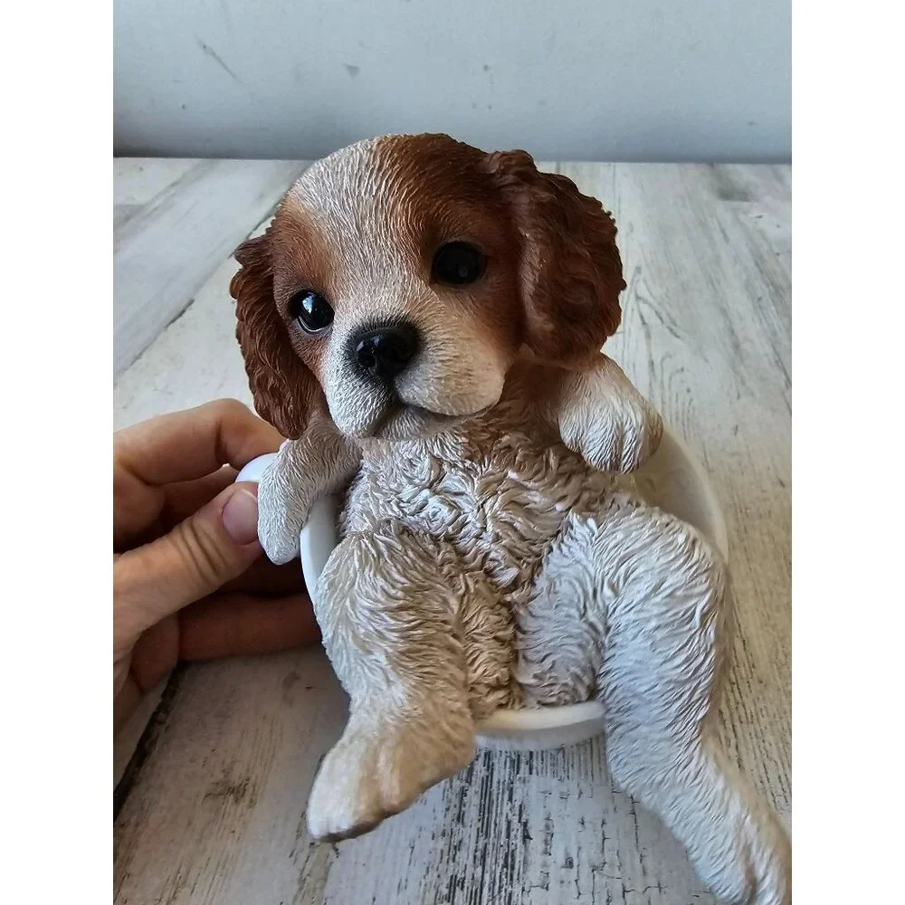 Realistic Springer dog spaniel mini statue teacup mug figurine puppy unique cute
